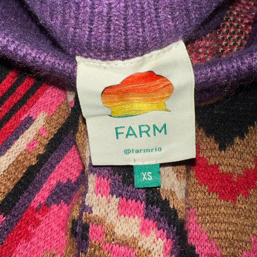 FARM Rio Multicolor Pink Purple Patterned Knit Sweater - Picture 3 of 3